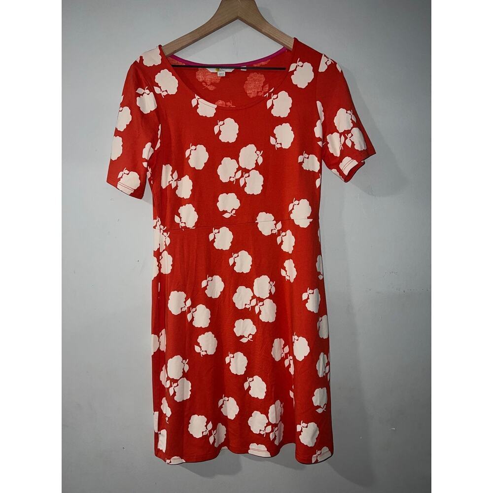 Boden womens red floral print fit and flare dress size 8